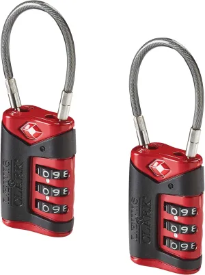 Lewis N. Clark TSA Cable Lock 2 Pack, Red