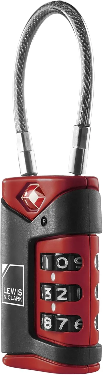 Lewis N. Clark TSA Cable Lock 2 Pack, Red