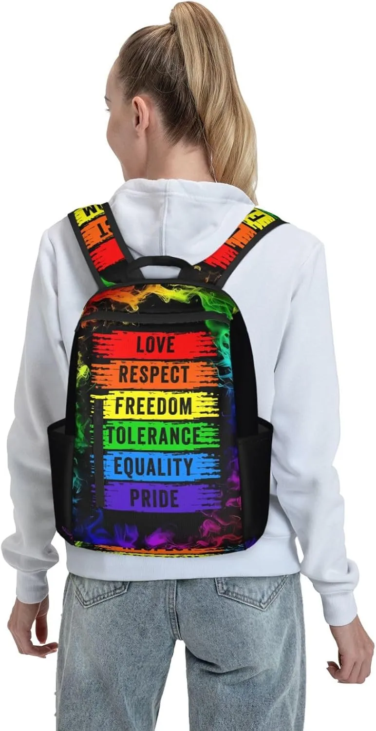 LGBT Gay Love Respect Freedom Tolerange Equality Pride Travel Laptop Backpack Casual Backpacks Double Shoulder Daypack Notebook Rucksack Work Bags Sports Bag for Hiking Camping Beach