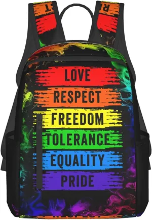 LGBT Gay Love Respect Freedom Tolerange Equality Pride Travel Laptop Backpack Casual Backpacks Double Shoulder Daypack Notebook Rucksack Work Bags Sports Bag for Hiking Camping Beach