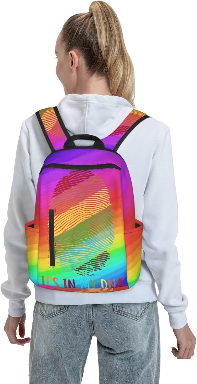 LGBT Rainbow Gay Pride It's in My Finger Print Travel Laptop Backpack Casual Backpacks Double Shoulder Daypack Notebook Rucksack Work Bags Sports Bag for Gym Hiking Camping Beach