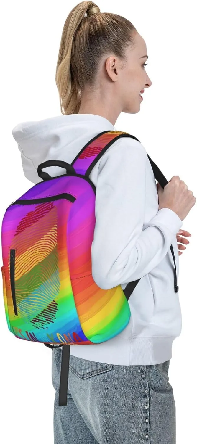 LGBT Rainbow Gay Pride It's in My Finger Print Travel Laptop Backpack Casual Backpacks Double Shoulder Daypack Notebook Rucksack Work Bags Sports Bag for Gym Hiking Camping Beach