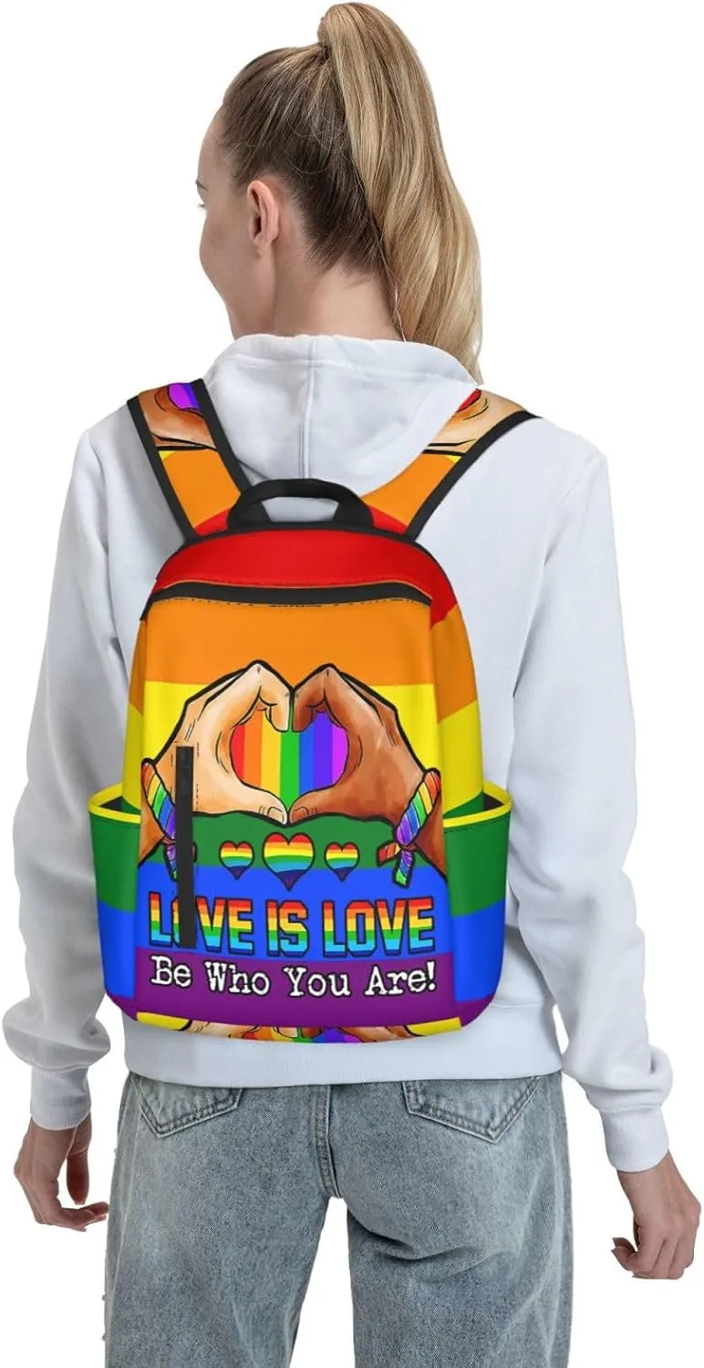 LGBT Rainbow Gay Pride Love Is Love Be Who You Are Travel Laptop Backpack Casual Backpacks Double Shoulder Daypack Notebook Rucksack Work Bags Sports Bag for Hiking Camping Beach