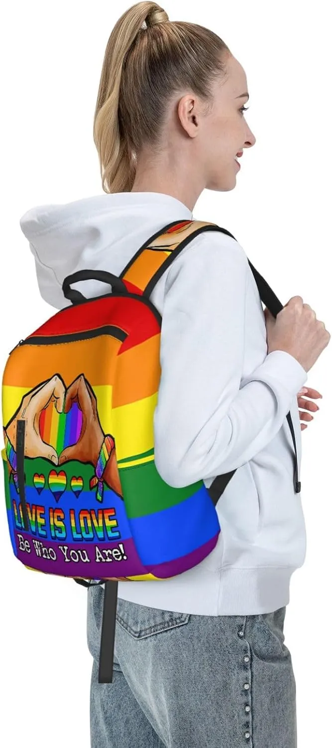 LGBT Rainbow Gay Pride Love Is Love Be Who You Are Travel Laptop Backpack Casual Backpacks Double Shoulder Daypack Notebook Rucksack Work Bags Sports Bag for Hiking Camping Beach