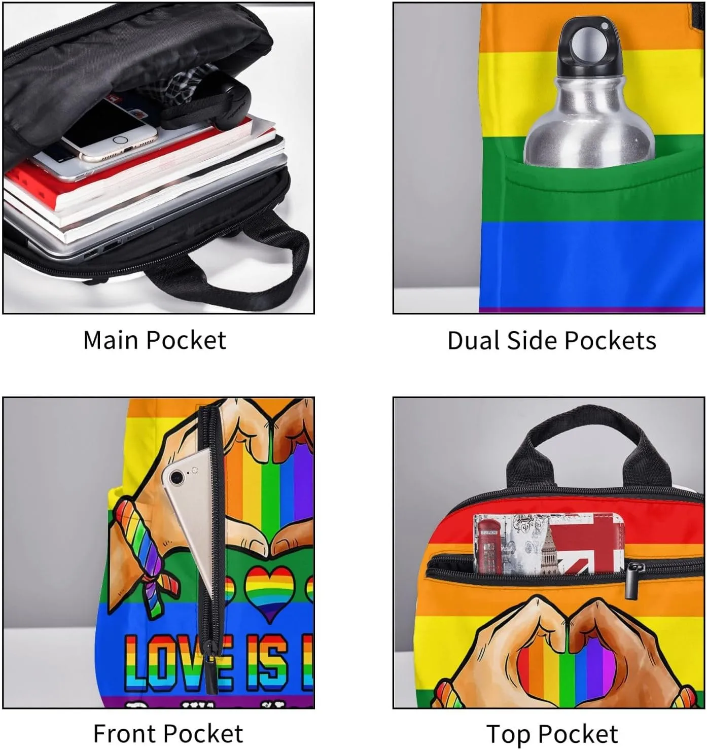LGBT Rainbow Gay Pride Love Is Love Be Who You Are Travel Laptop Backpack Casual Backpacks Double Shoulder Daypack Notebook Rucksack Work Bags Sports Bag for Hiking Camping Beach