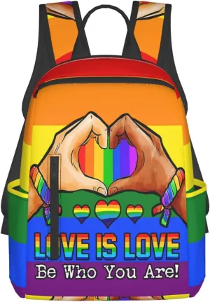 LGBT Rainbow Gay Pride Love Is Love Be Who You Are Travel Laptop Backpack Casual Backpacks Double Shoulder Daypack Notebook Rucksack Work Bags Sports Bag for Hiking Camping Beach