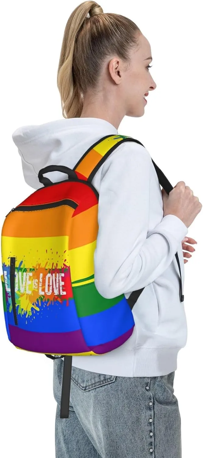 LGBT Rainbow Gay Pride Love Is Love Graffiti Travel Laptop Backpack Casual Backpacks Double Shoulder Daypack Notebook Rucksack Work Bags Sports Bag for Hiking Camping Beach