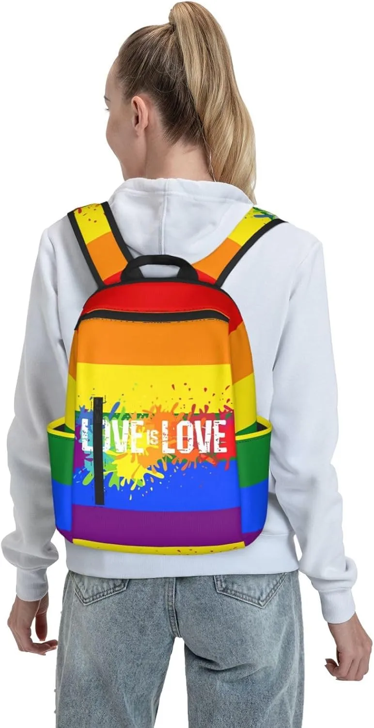 LGBT Rainbow Gay Pride Love Is Love Graffiti Travel Laptop Backpack Casual Backpacks Double Shoulder Daypack Notebook Rucksack Work Bags Sports Bag for Hiking Camping Beach