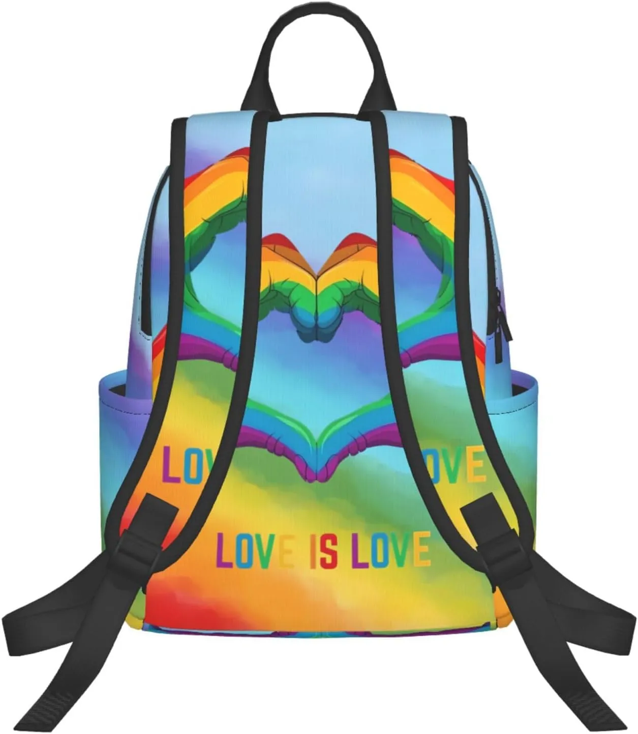 LGBT Rainbow Gay Pride Love Is Love Heart Gesture Travel Laptop Backpack Casual Backpacks Double Shoulder Daypack Notebook Rucksack Work Bags Sports Bag for Gym Hiking Camping Beach