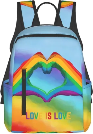 LGBT Rainbow Gay Pride Love Is Love Heart Gesture Travel Laptop Backpack Casual Backpacks Double Shoulder Daypack Notebook Rucksack Work Bags Sports Bag for Gym Hiking Camping Beach