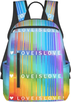 LGBT Rainbow Gay Pride Love is Love Travel Laptop Backpack Casual Backpacks Double Shoulder Daypack Notebook Rucksack Work Bags Sports Bag for Gym Hiking Camping Beach
