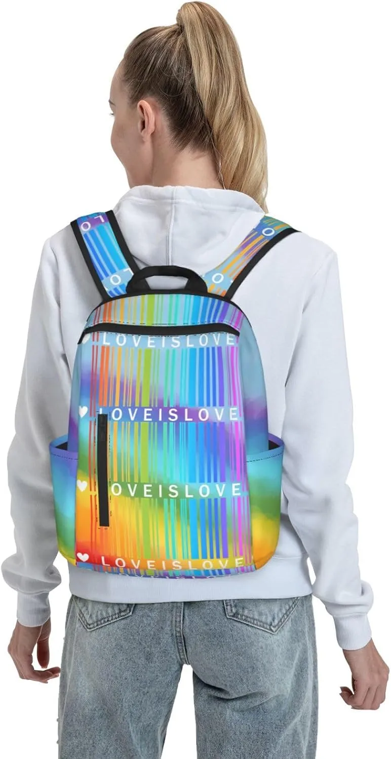LGBT Rainbow Gay Pride Love is Love Travel Laptop Backpack Casual Backpacks Double Shoulder Daypack Notebook Rucksack Work Bags Sports Bag for Gym Hiking Camping Beach