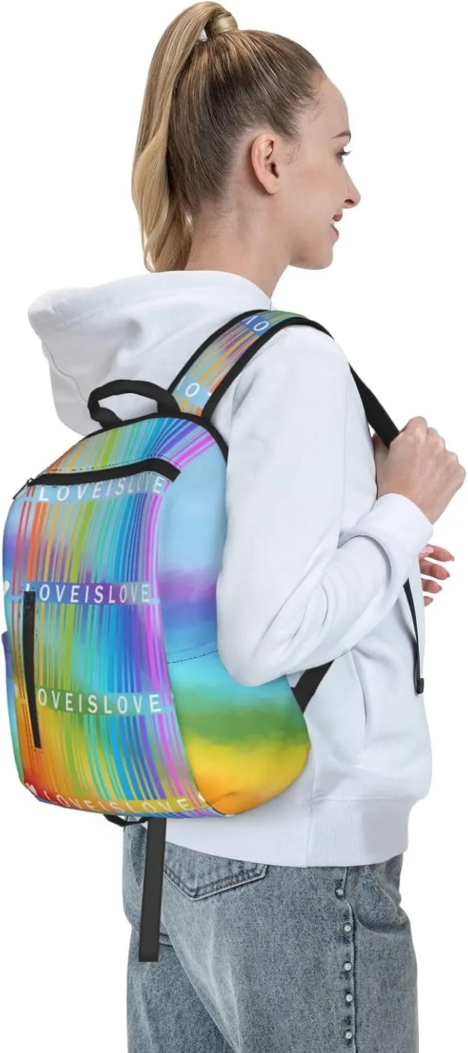 LGBT Rainbow Gay Pride Love is Love Travel Laptop Backpack Casual Backpacks Double Shoulder Daypack Notebook Rucksack Work Bags Sports Bag for Gym Hiking Camping Beach