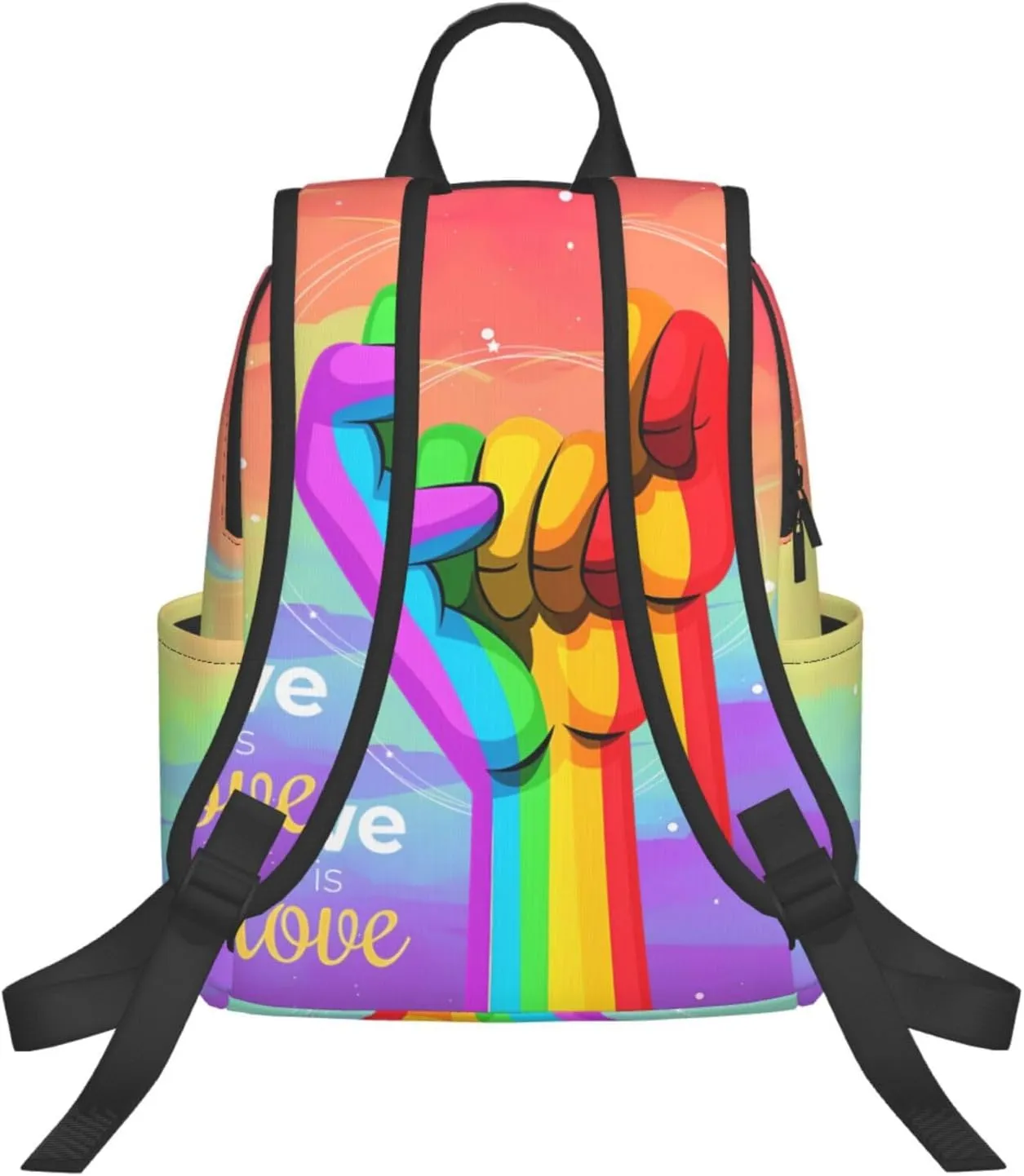 LGBT Rainbow Gay Pride Raised A Fist Love Is Love Travel Laptop Backpack Casual Backpacks Double Shoulder Daypack Notebook Rucksack Work Bags Sports Bag for Hiking Camping Beach