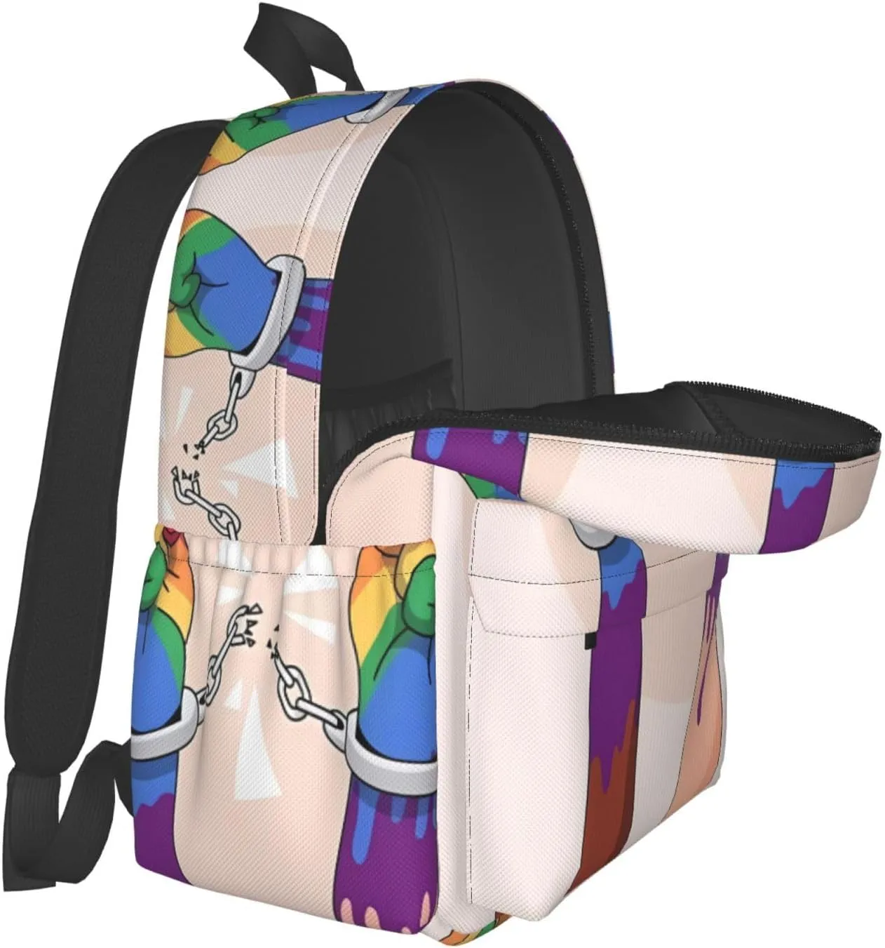 LGBT Rainbow Gay Pride Stop Homophobia 17 Inch Casual Backpack Laptop Backpacks Travel Back Pack Large Camping Rucksack Hiking Daypack Lightweight Double Shoulder Bag