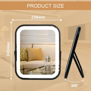Lighted Vanity Mirror, Rechargeable Travel Makeup Mirror with Lights, 10''x8'' Desk Mirror with Lights,Make up Mirror with Lighting for Makeup Desk ＆ Dressing Room