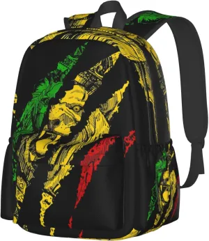 Lion of Judah King Rasta Reggae Jamaica Backpack Double Shoulder Bag 15 Inch Laptop Bagpacks for Hiking Work Camping Travel