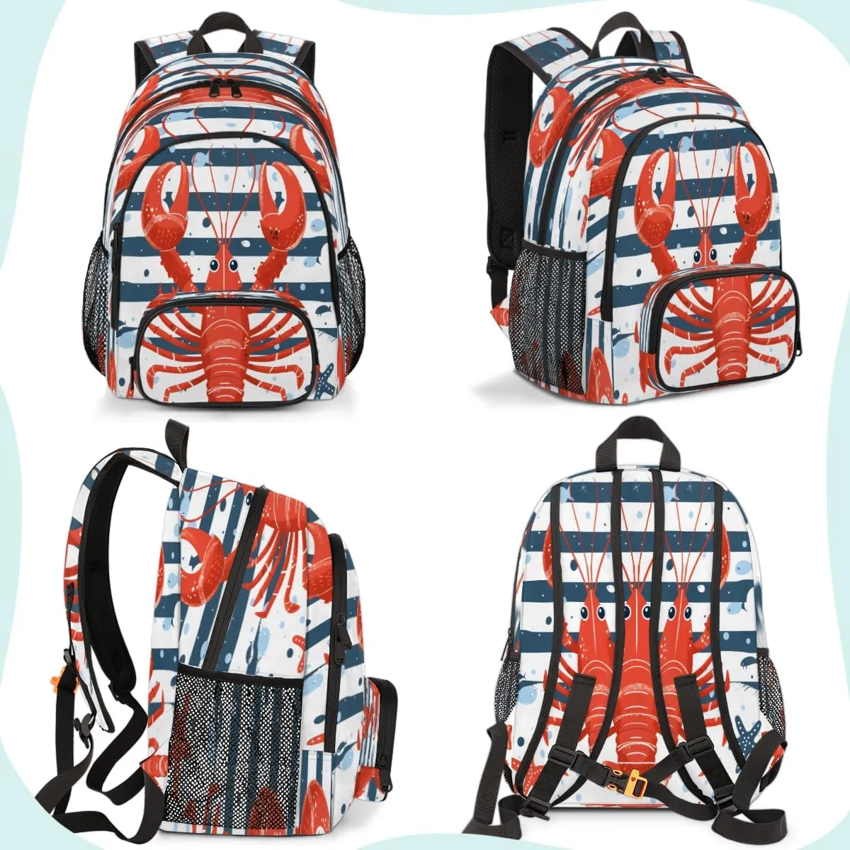 Lobster Laptop Backpack for Women Men, 18.3 Inch Travel Work Backpacks, Coastal Nautical Waterproof Computer Casual Daypack Nurse Teacher Bags