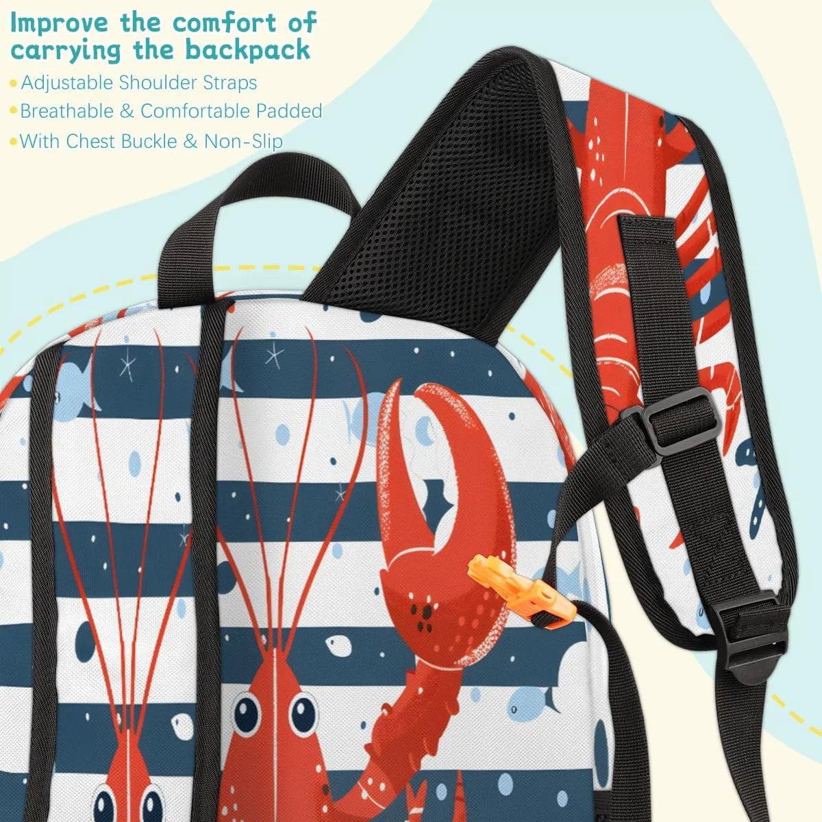 Lobster Laptop Backpack for Women Men, 18.3 Inch Travel Work Backpacks, Coastal Nautical Waterproof Computer Casual Daypack Nurse Teacher Bags