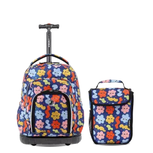 Lollipop Kids Rolling Backpack With Lunch Bag (16 Inch) in Baby Cloud