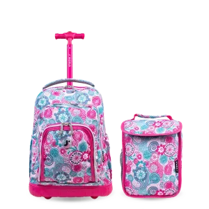 Lollipop Kids Rolling Backpack With Lunch Bag (16 Inch) in Blue Raspberry