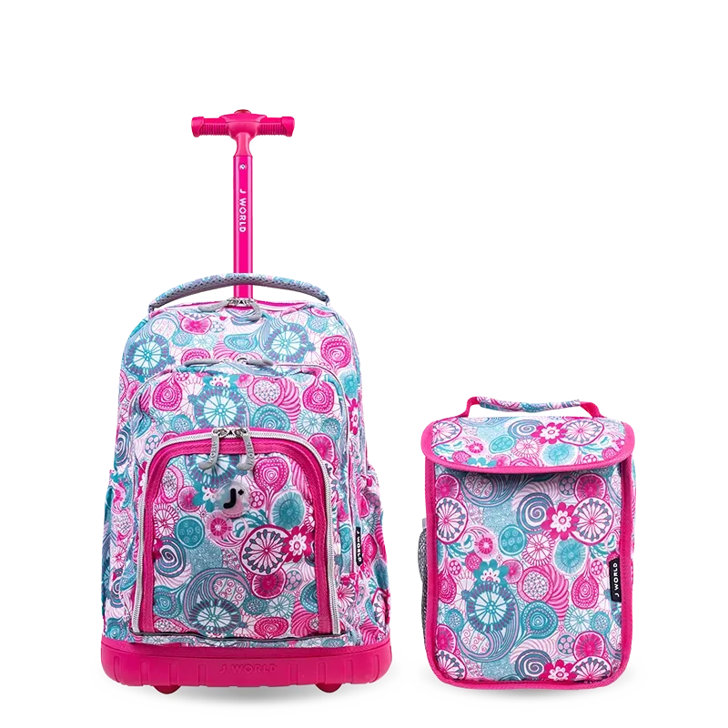 Lollipop Kids Rolling Backpack With Lunch Bag (16 Inch) in Blue Raspberry