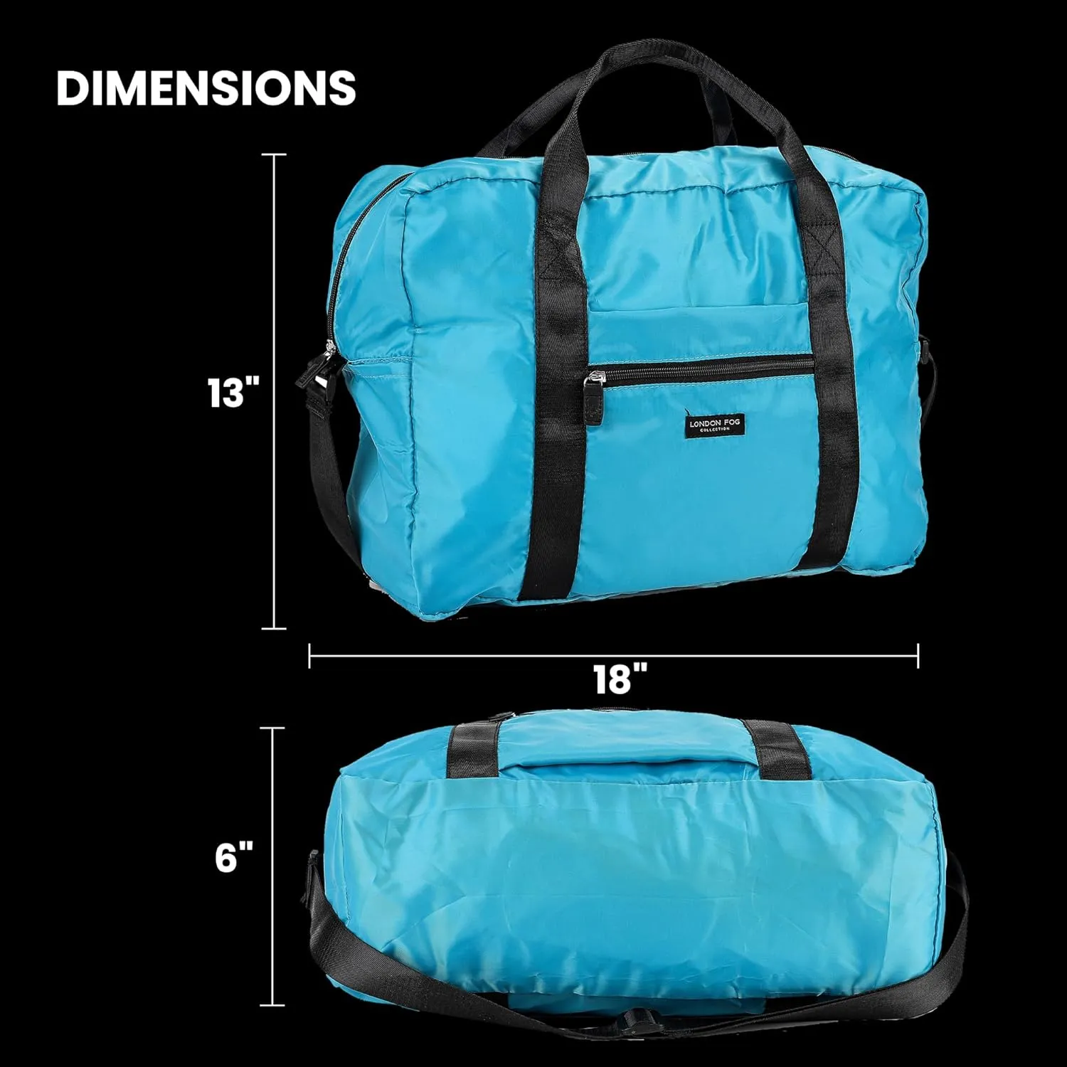 London Fog Nylon Foldable Duffle Bag, Blue Lagoon
