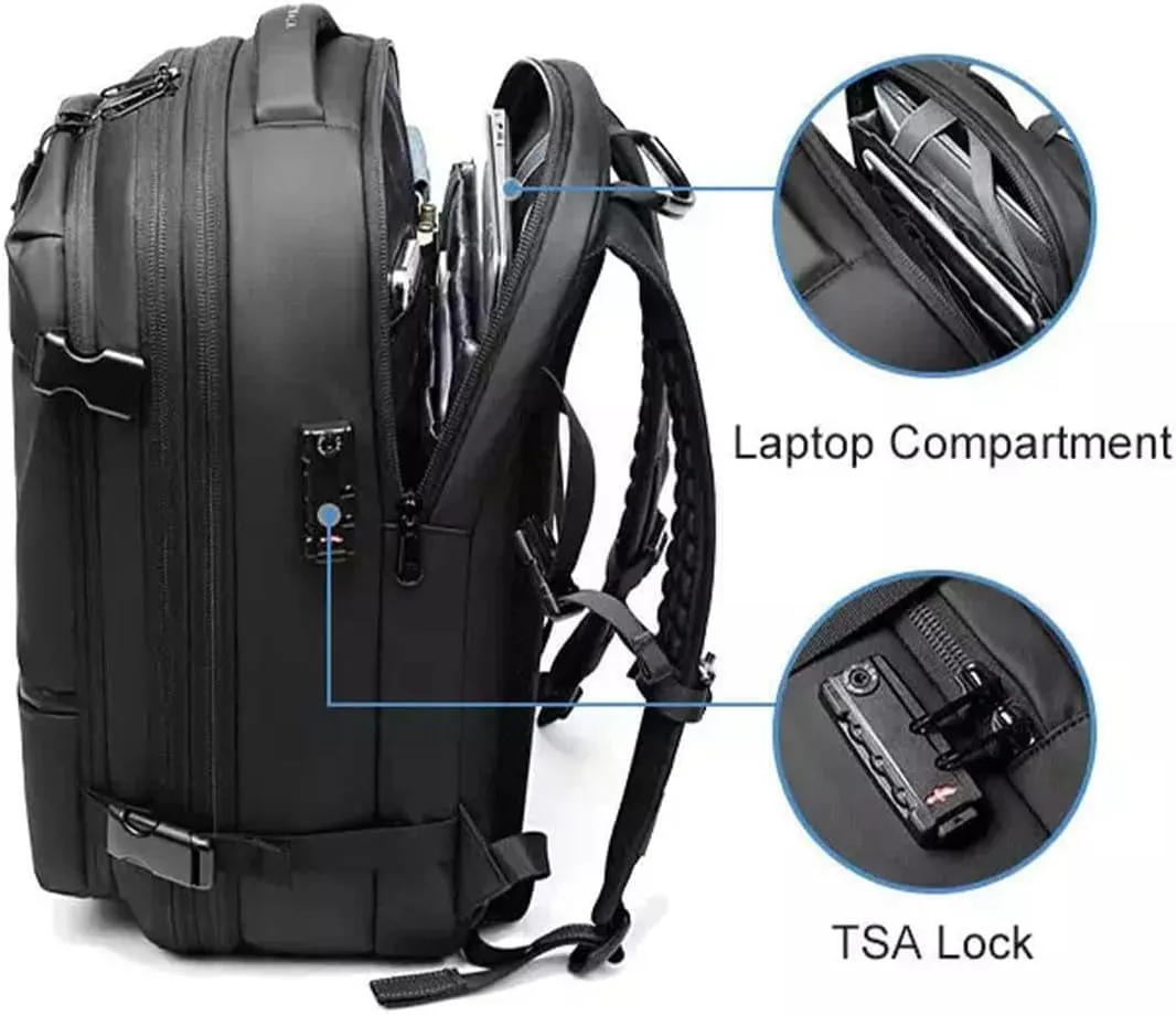 LONGLUAN Space Vac Pro Vacuum Seal Backpack, 60l Large Capacity Compression Dry Wet Separation Backpack with Pump for Travel (Black)