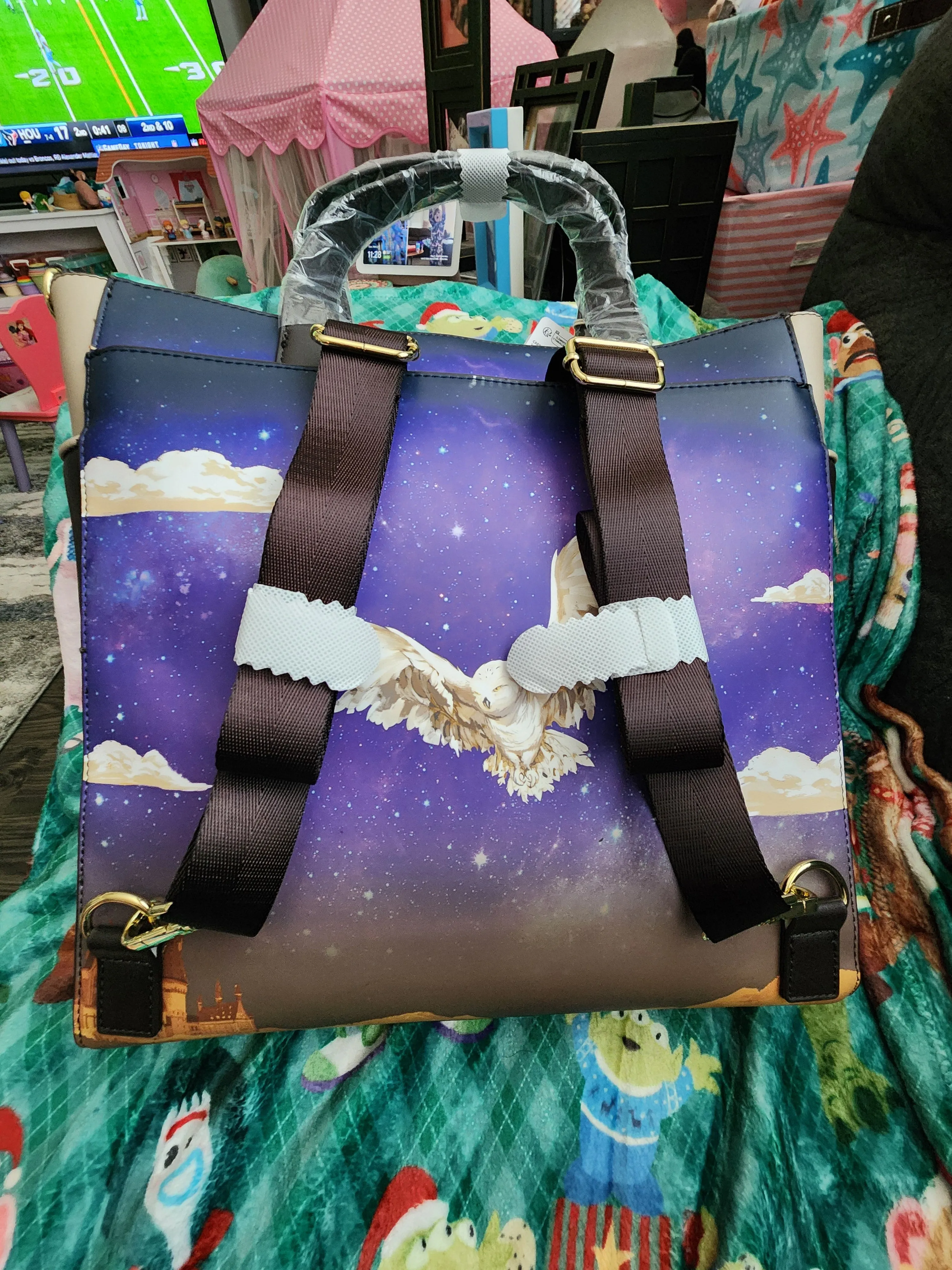 Loungefly Harry Potter and Hedwig at Hogwarts School Tote Bag