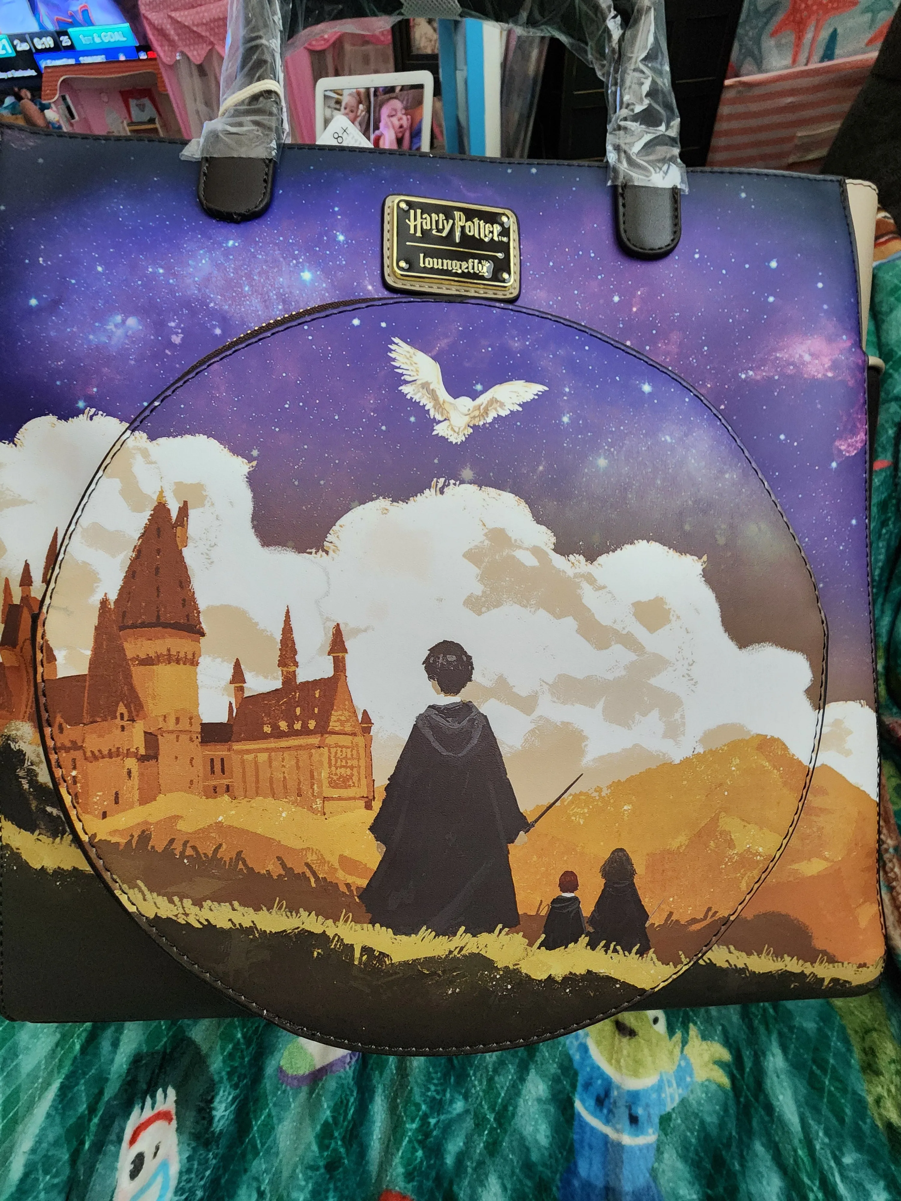 Loungefly Harry Potter and Hedwig at Hogwarts School Tote Bag