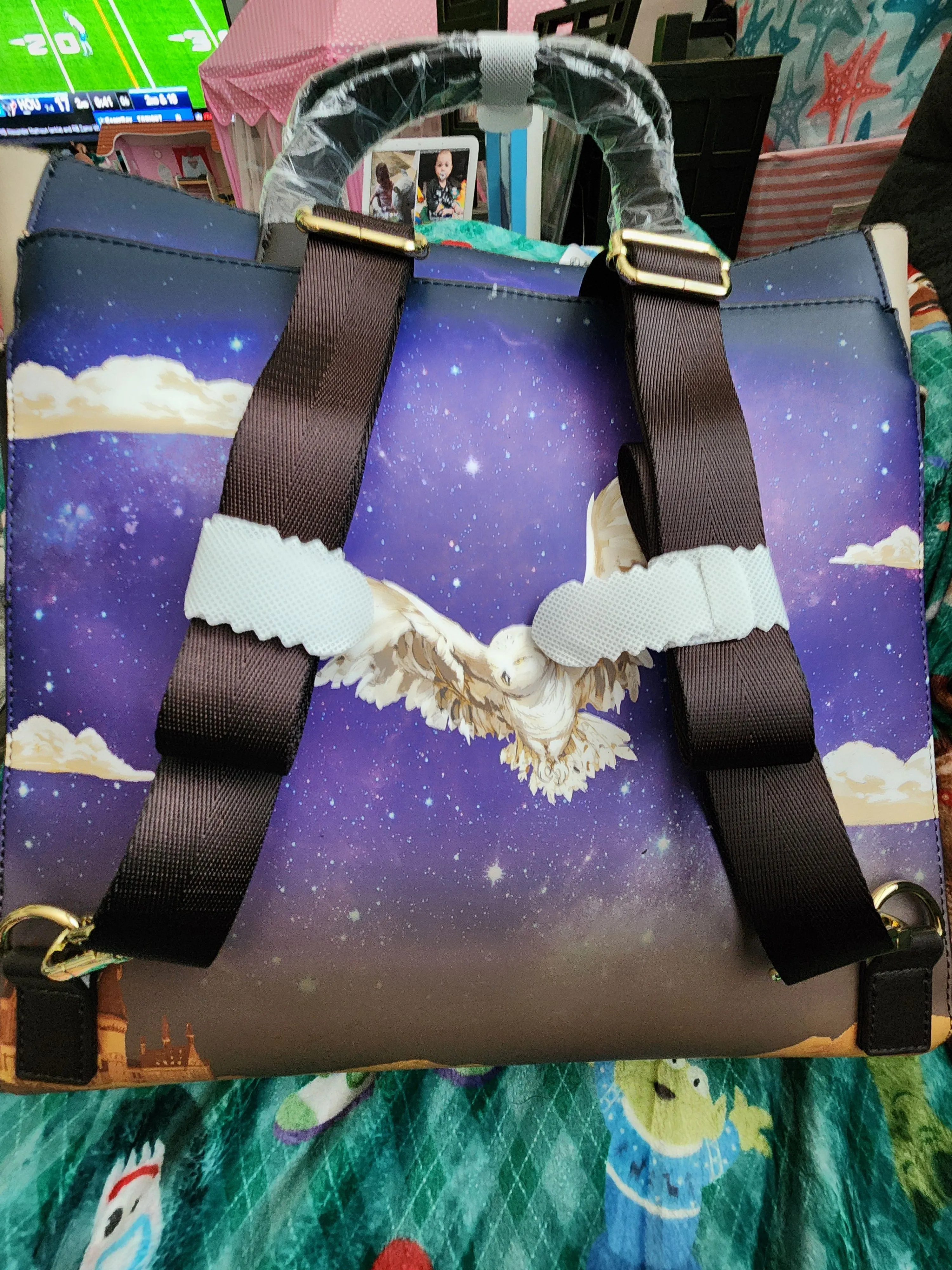 Loungefly Harry Potter and Hedwig at Hogwarts School Tote Bag