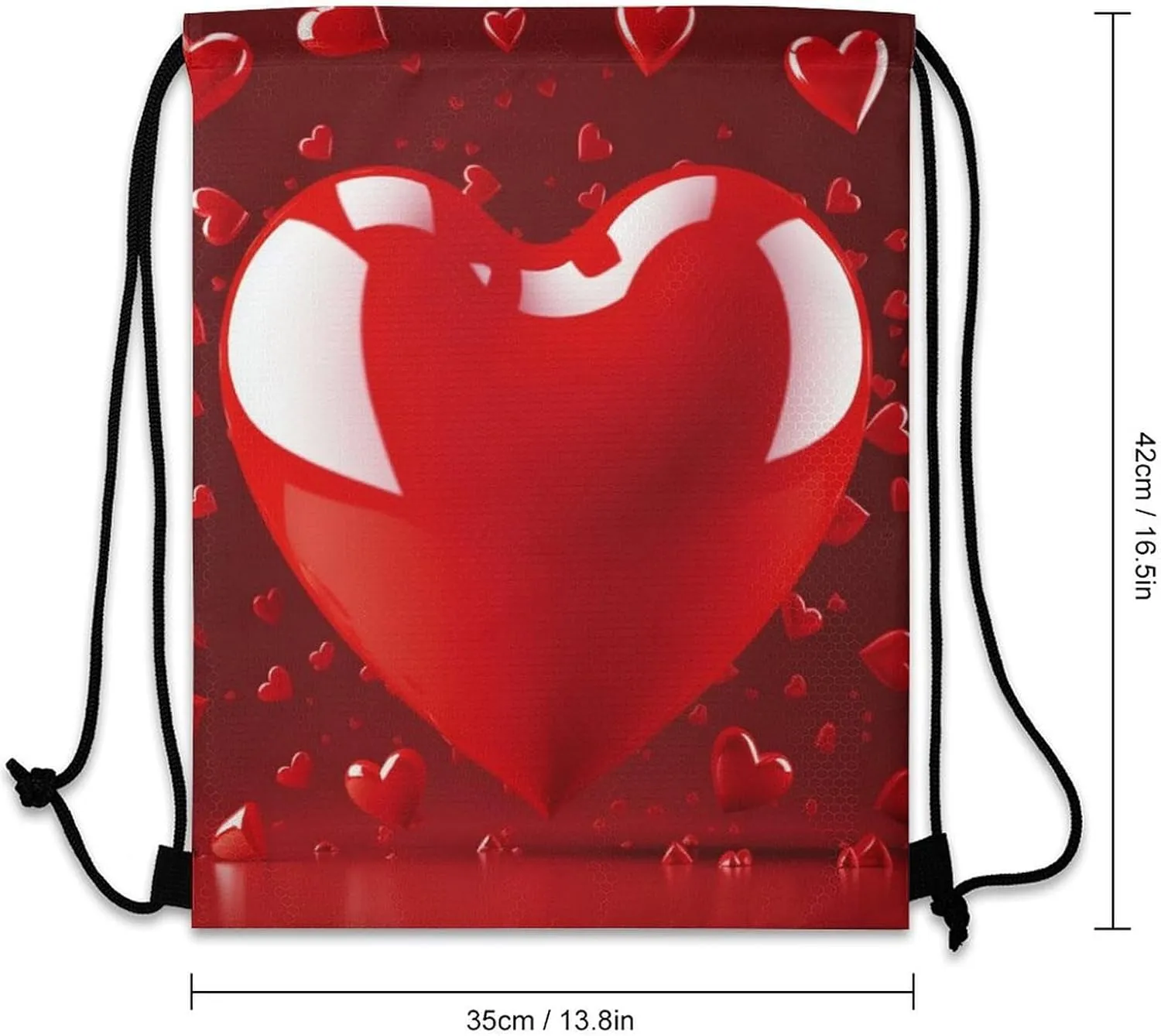 Love Heart Drawstring Backpack Travel Sports Drawstring Bags Portable Storage Gym Bag for Men Women, 35*42cm, Style