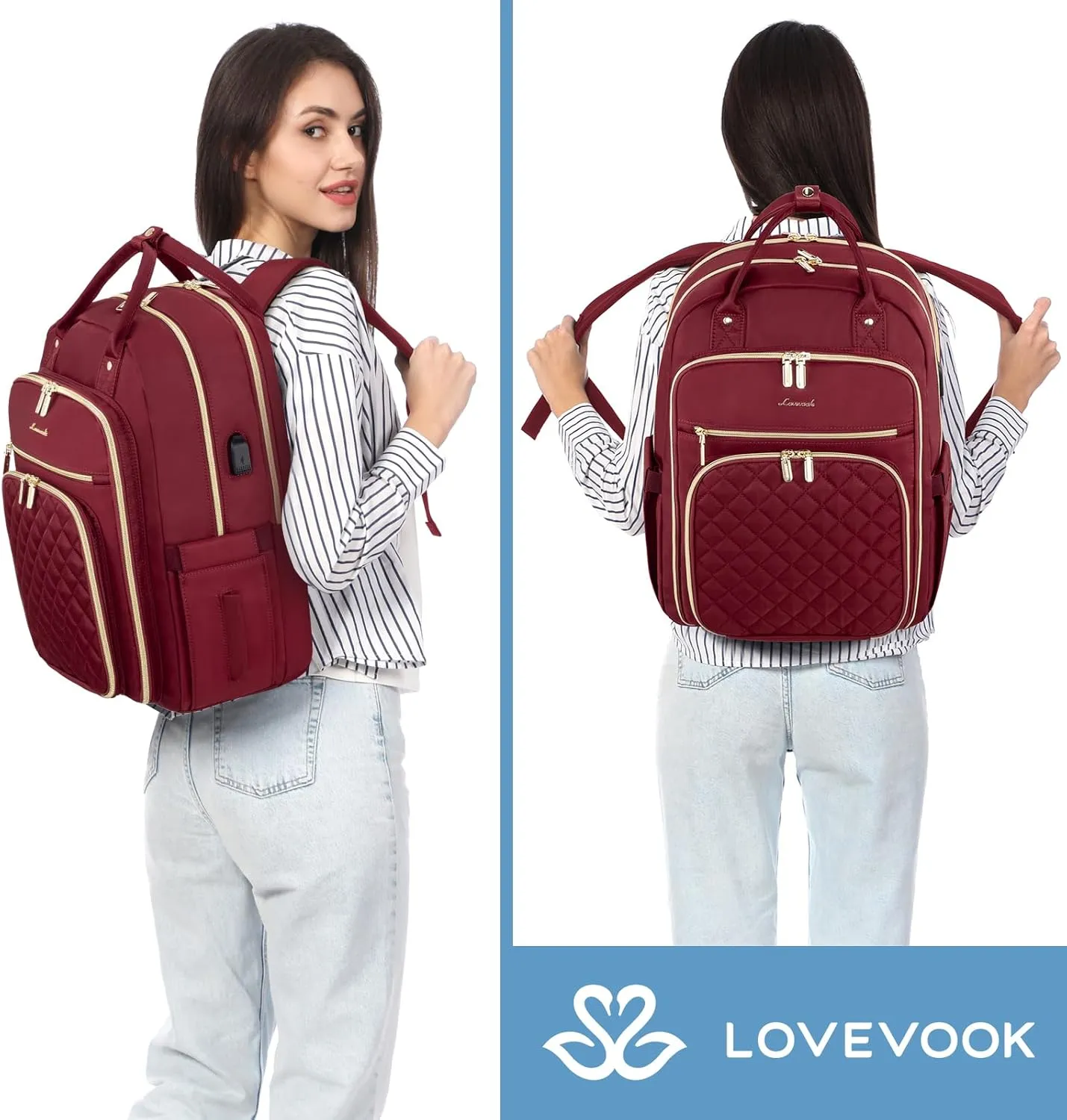 LOVEVOOK 17" Laptop Backpack for Women with Laptop Compartment, Water Resistant Travel Work Backpacks Purse Stylish College Business Teacher Nurse Computer Bag