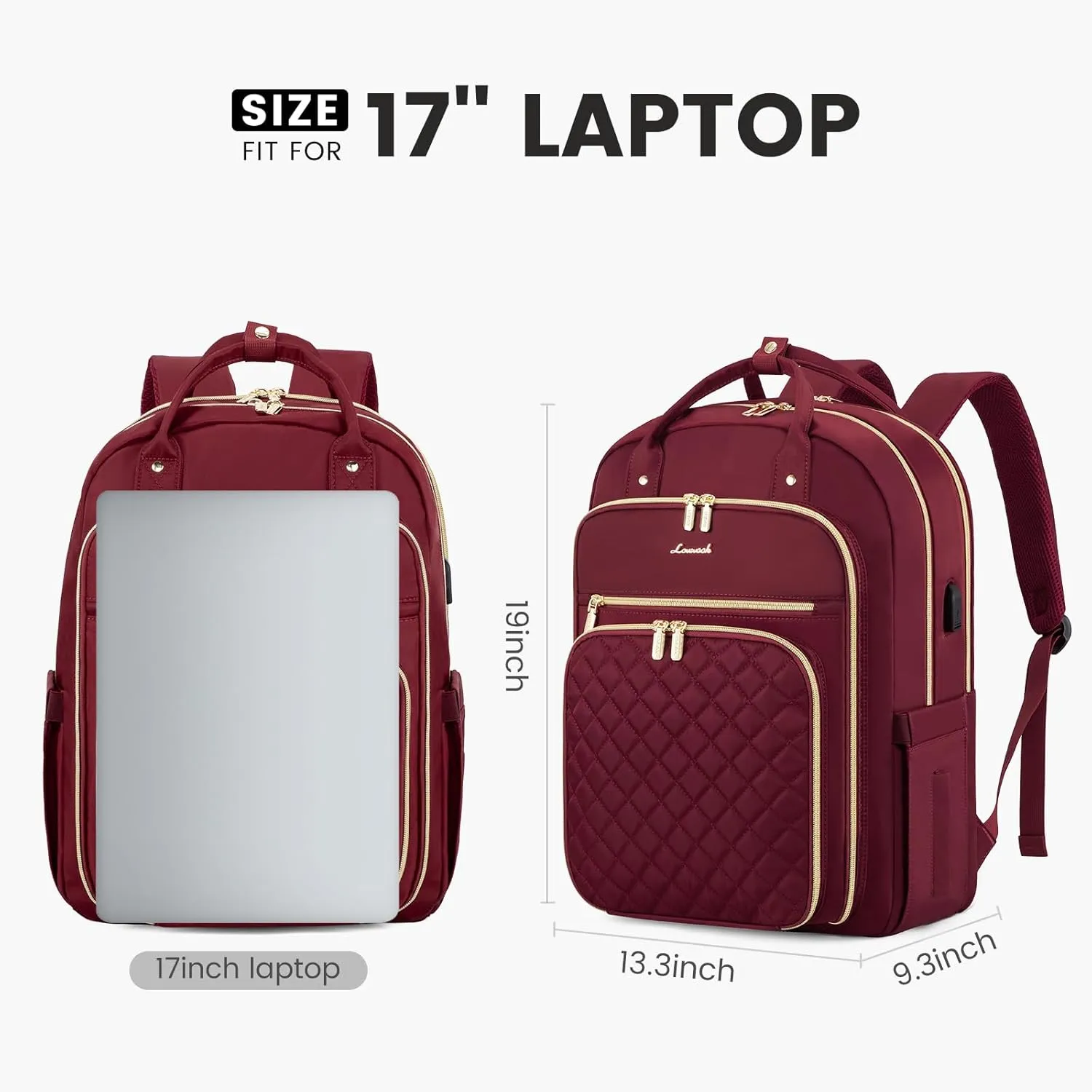 LOVEVOOK 17" Laptop Backpack for Women with Laptop Compartment, Water Resistant Travel Work Backpacks Purse Stylish College Business Teacher Nurse Computer Bag
