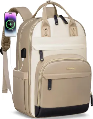 LOVEVOOK Backpack for Women,Laptop Backpack Women,Fits 15.6 Inch Laptop Bag,School Backpacks,Fashion Travel Work Anti-theft Bag,Waterproof Business Computer College Backpack Purse,Beige-Khaki-Black