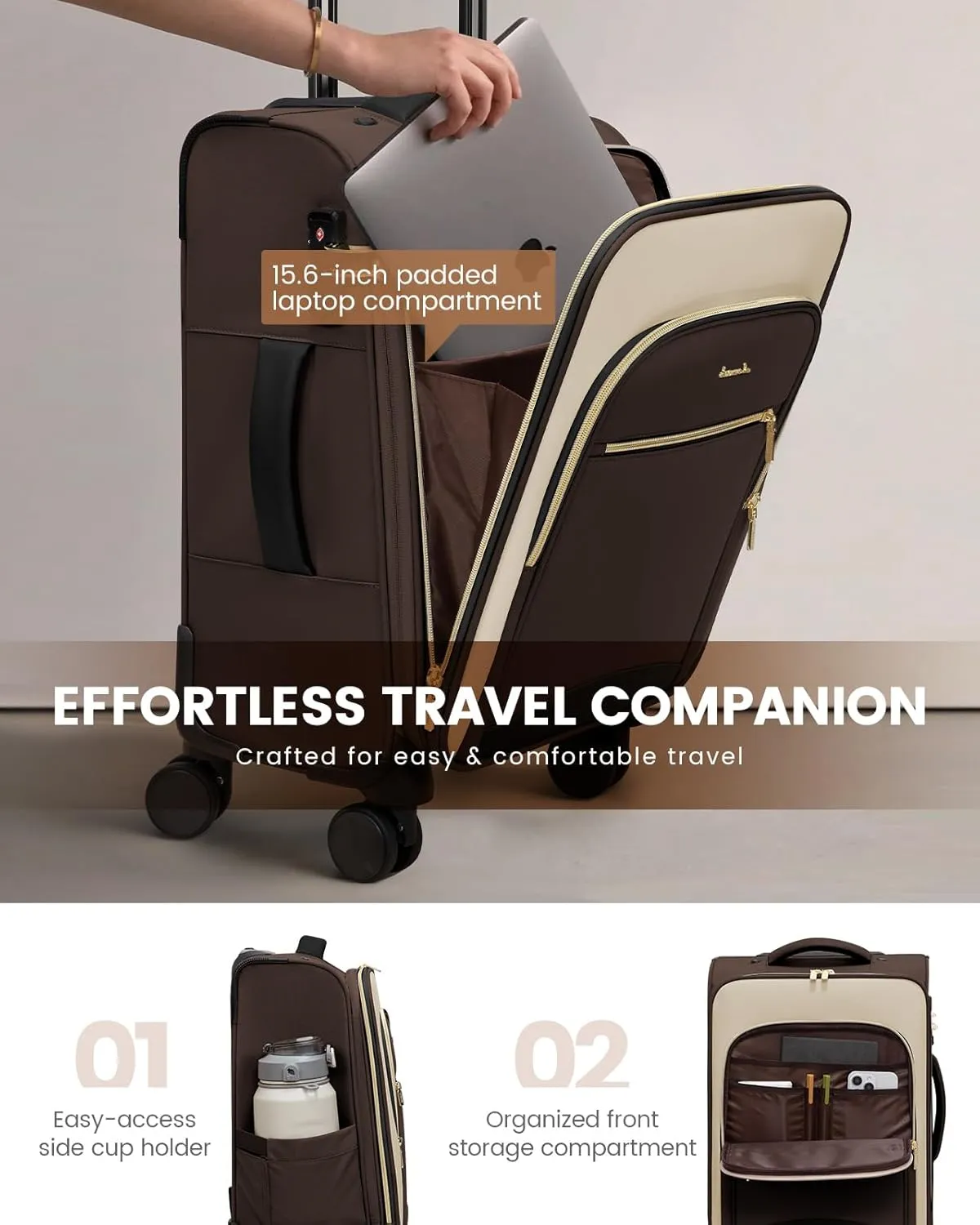 LOVEVOOK Carry On Luggage 22x14x9 Airline Approved, 20 Inch Softside Suitcases with Wheels, Lightweight Spinner Carry on Suitcase with TSA Lock, Water-Resistant Large Capacity Luggage for Travel
