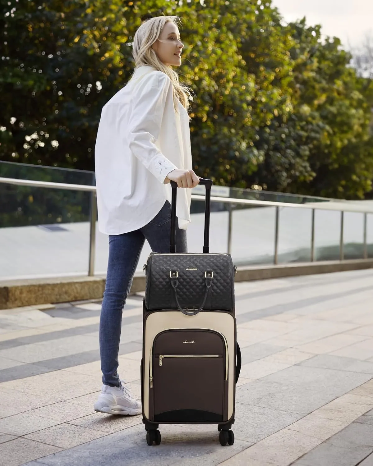 LOVEVOOK Carry On Luggage 22x14x9 Airline Approved, 20 Inch Softside Suitcases with Wheels, Lightweight Spinner Carry on Suitcase with TSA Lock, Water-Resistant Large Capacity Luggage for Travel