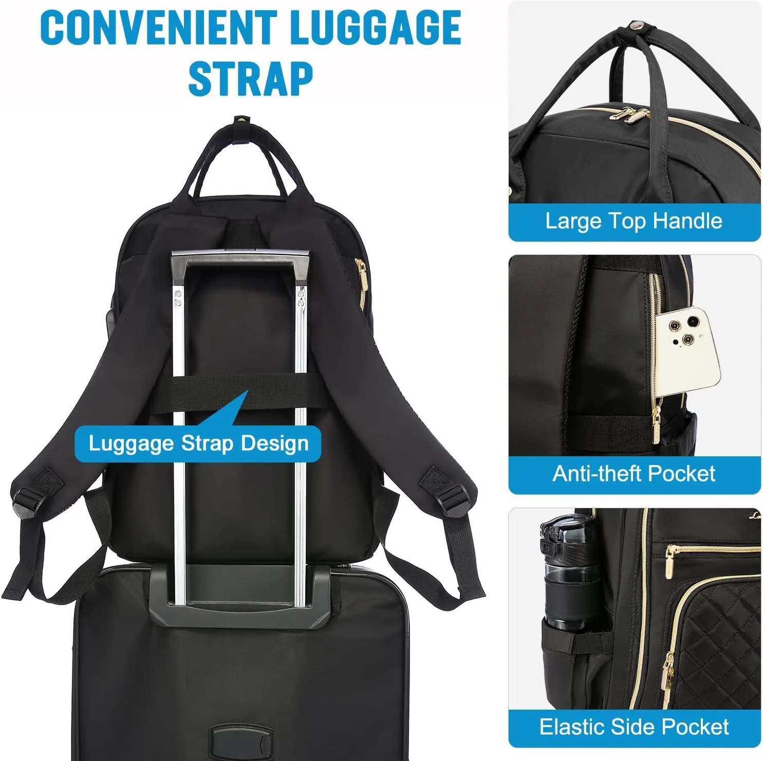LOVEVOOK Laptop Backpack for Women, Water Resistant Travel Work Backpacks Purse Stylish College Business Teacher Nurse Computer Bag with USB Charging Port, Fits 17" Laptop