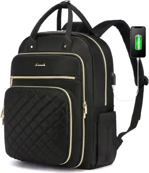 LOVEVOOK Laptop Backpack for Women, Water Resistant Travel Work Backpacks Purse Stylish College Business Teacher Nurse Computer Bag with USB Charging Port, Fits 17" Laptop