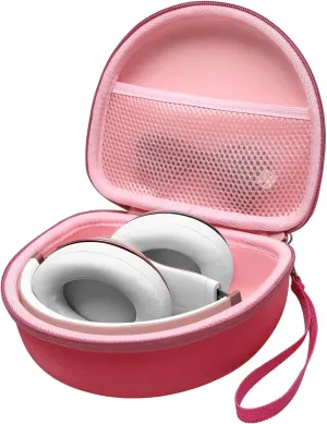 LTGEM Headphone Case for Beats Studio3/Solo3/Solo2/Solo Pro Wireless On-Ear Headphones - Travel Carrying Storage Bag (Outer Magenta Inner Pink) 7.7*6.4*3.4