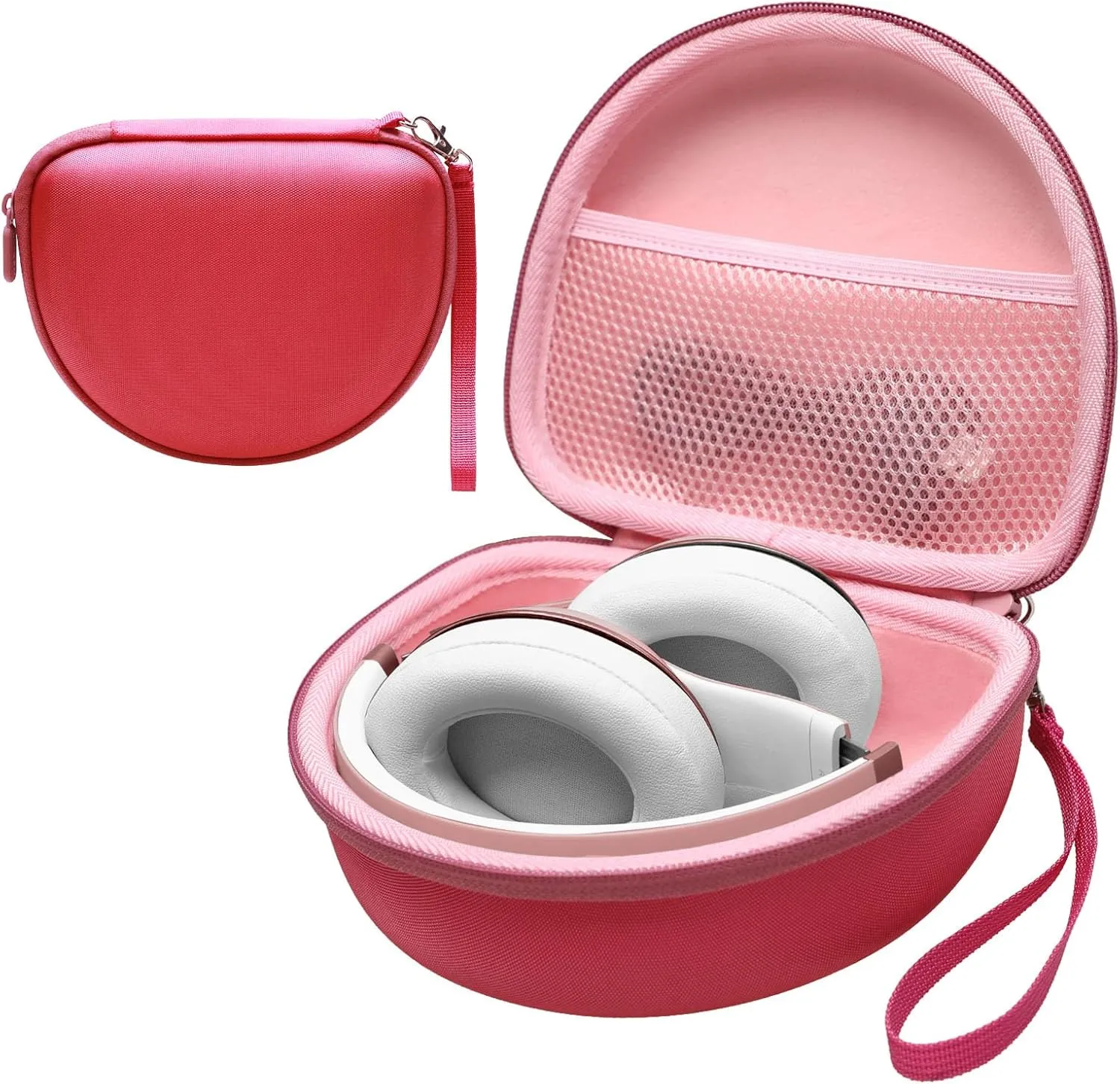 LTGEM Headphone Case for Beats Studio3/Solo3/Solo2/Solo Pro Wireless On-Ear Headphones - Travel Carrying Storage Bag (Outer Magenta Inner Pink) 7.7*6.4*3.4