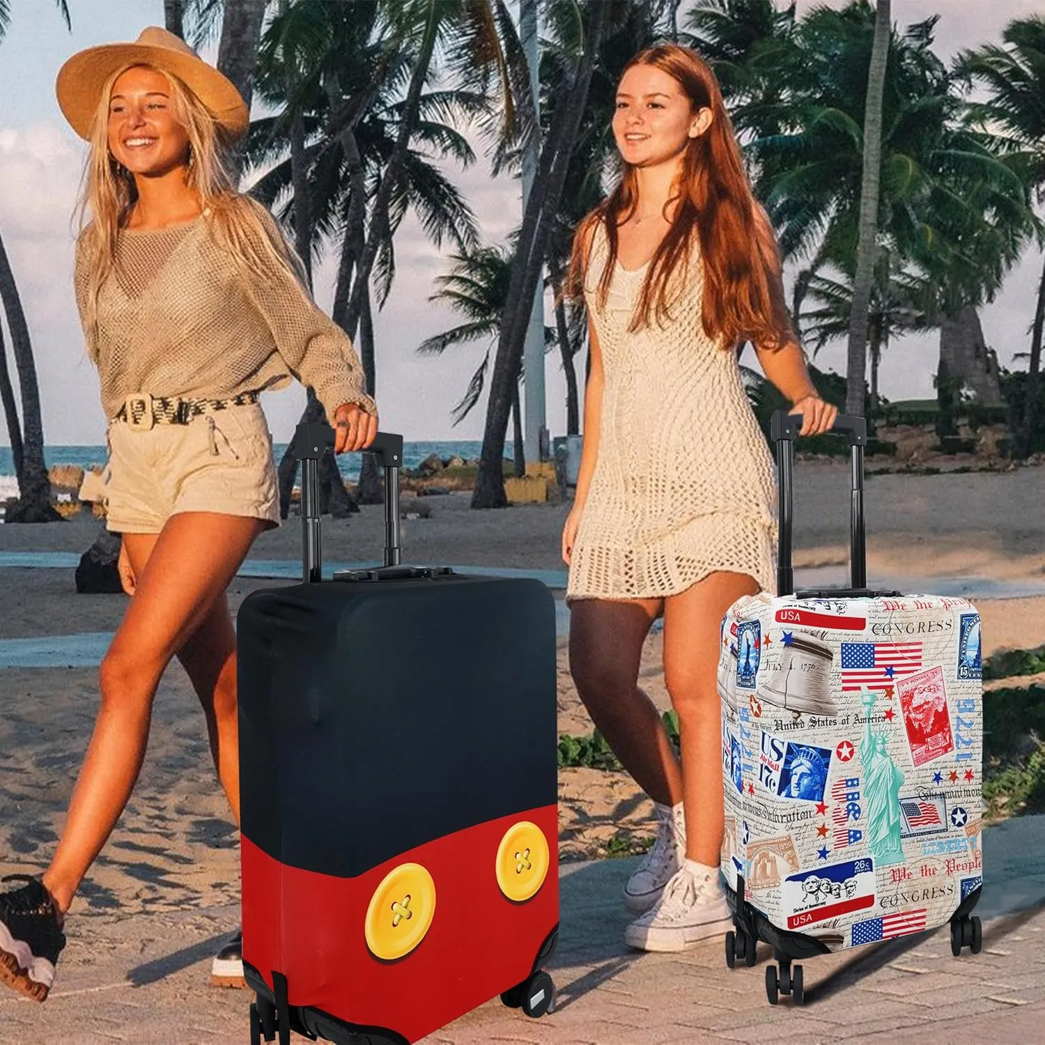 Luggage Cover Approved Travel Suitcase Protector Cute Pants Elastic Washable Baggage Covers for 18-20 inch Luggage(S)