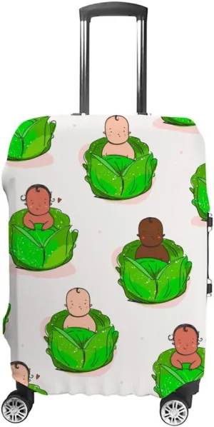 Luggage Cover ﻿Cute Little Babies Cabbage Green Thickened Washable Polyester Durable Foldable Lightweight Travel Suitcase Protector Fits 29-32 Inch
