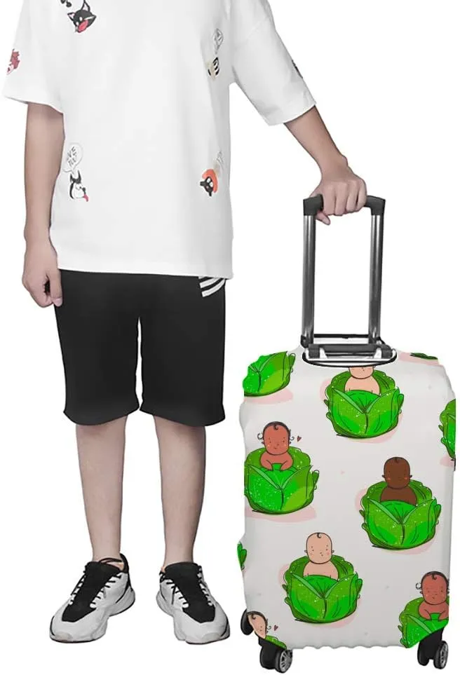 Luggage Cover ﻿Cute Little Babies Cabbage Green Thickened Washable Polyester Durable Foldable Lightweight Travel Suitcase Protector Fits 29-32 Inch