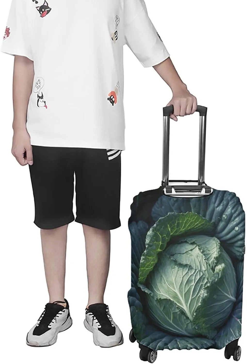 Luggage Cover Dustproof Anti-scratch Suitcase Cover Elastic Travel Suitcase Protector Bright Cabbage Washable Baggage Case Luggage Sleeves Fits 18-32 Inch Luggage