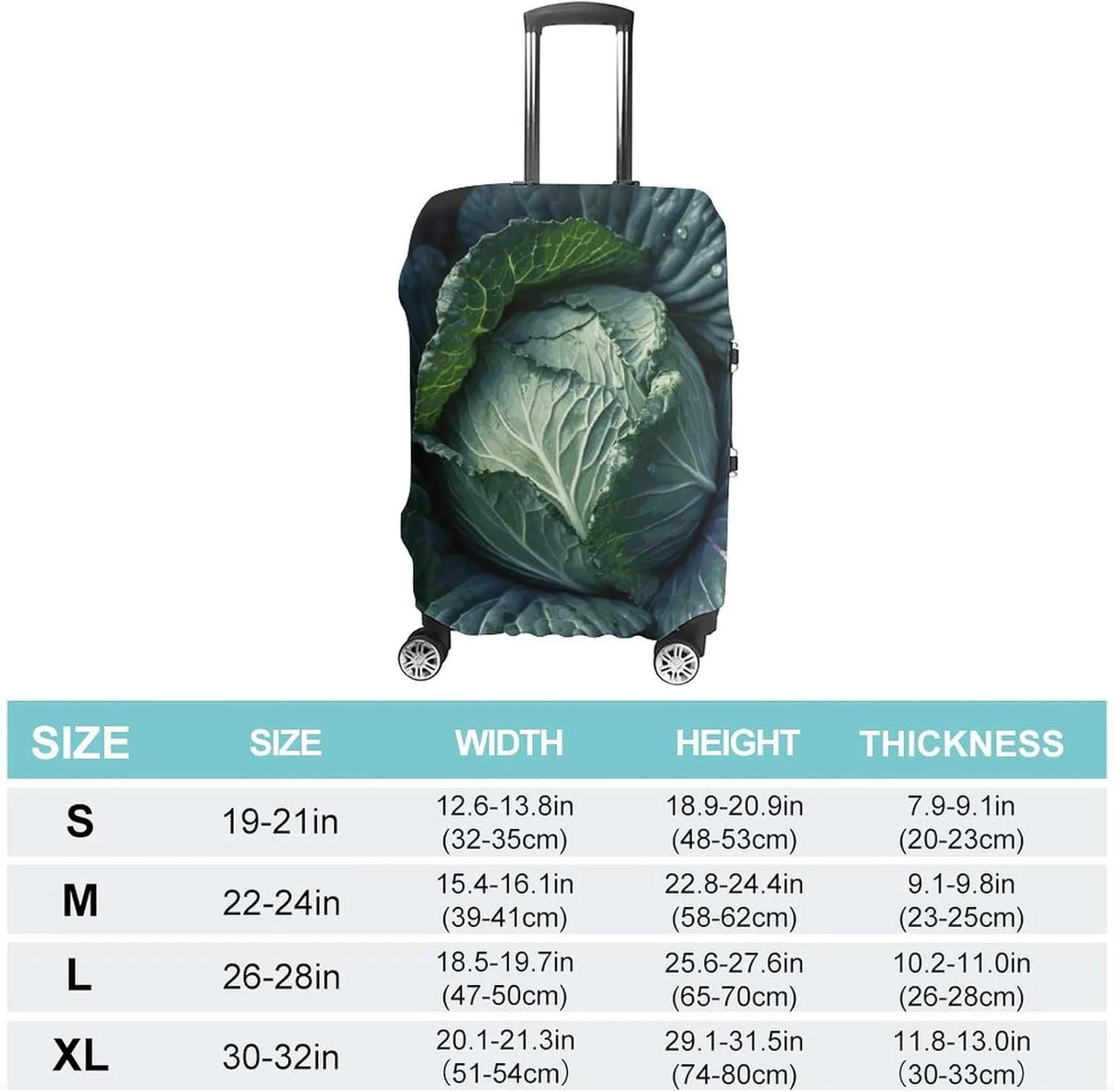 Luggage Cover Dustproof Anti-scratch Suitcase Cover Elastic Travel Suitcase Protector Bright Cabbage Washable Baggage Case Luggage Sleeves Fits 18-32 Inch Luggage