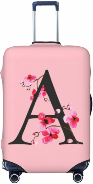 Luggage Cover Flower Letter A Pink Suitcase Protector fits 18-32inch Suitcase Cover Washable Dustproof with Concealed Zipper for Wheeled Suitcase LC108