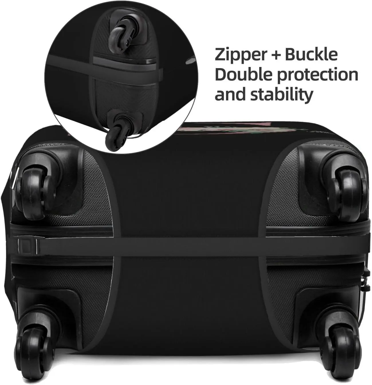 Luggage Cover Flower Letter S Black Suitcase Protector fits 18-32inch Travel Suitcase Cover Washable Dustproof with Concealed Zipper for Wheeled Suitcase LC1069