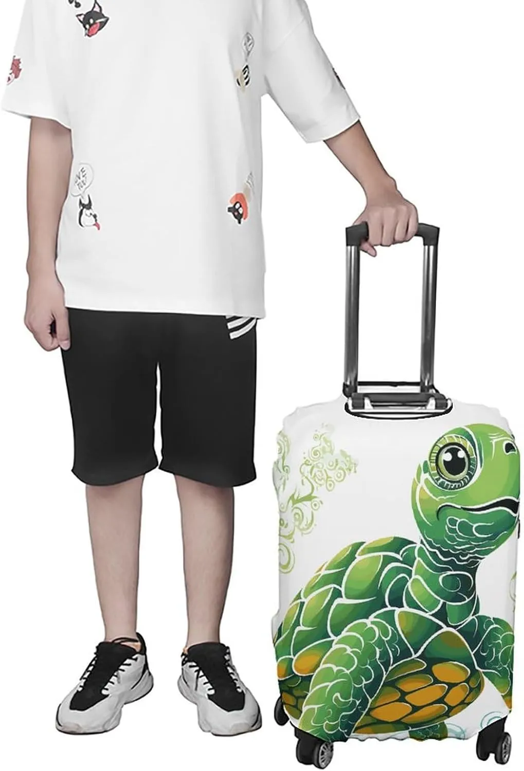 Luggage Cover for Travel, Cartoon Turtle Pattern Fashion Luggage Covers, Washable Stretch Suitcases Protector Fits 19-32 Inch Luggage L