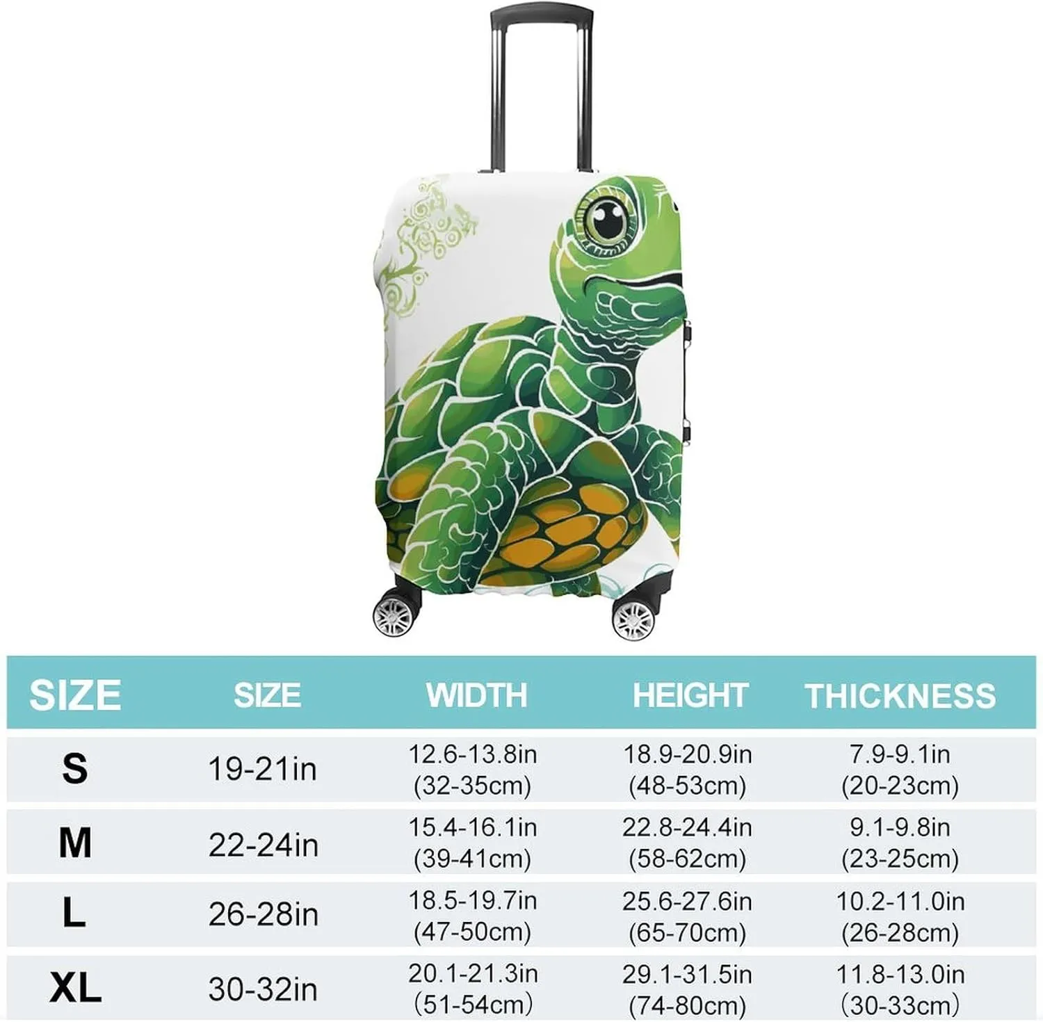 Luggage Cover for Travel, Cartoon Turtle Pattern Fashion Luggage Covers, Washable Stretch Suitcases Protector Fits 19-32 Inch Luggage L